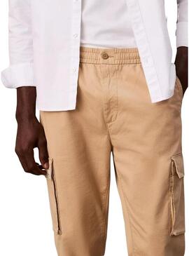 Pantaloni cargo Calvin Klein Jeans Elastic Twill beige per uomo