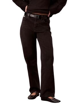 Pantaloni in denim Calvin Klein Jeans Essential Straight neri da donna.
