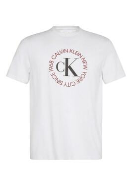 Maglietta Calvin Klein Jeans Word Circle bianca per uomo