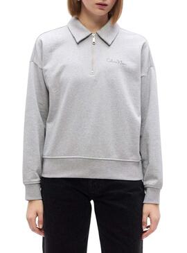 Felpa Calvin Klein Jeans Polo grigia da donna.