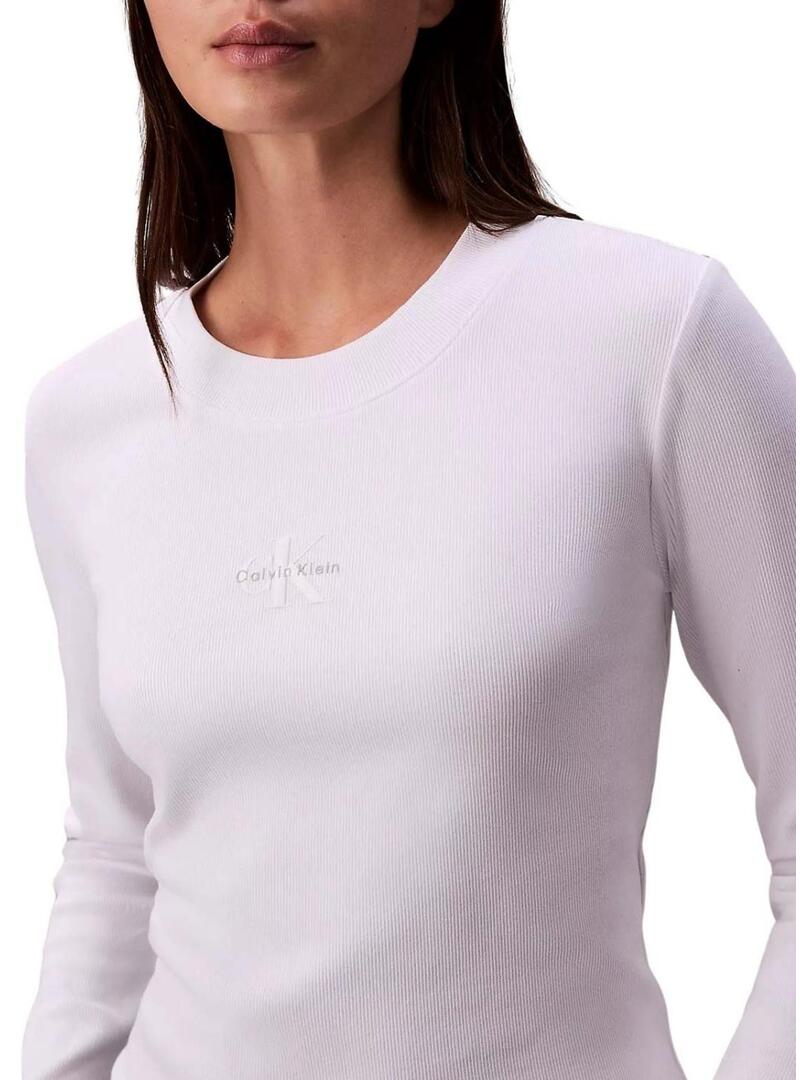 Maglietta a maniche lunghe Calvin Klein Jeans Monologo bianco per donna