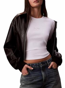 Maglietta a maniche lunghe Calvin Klein Jeans Monologo bianco per donna