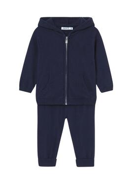 Tuta due pezzi Mayoral in maglia blu scuro per neonato.