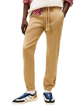 Pantaloni Tommy Jeans Scanton in cotone beige per uomo