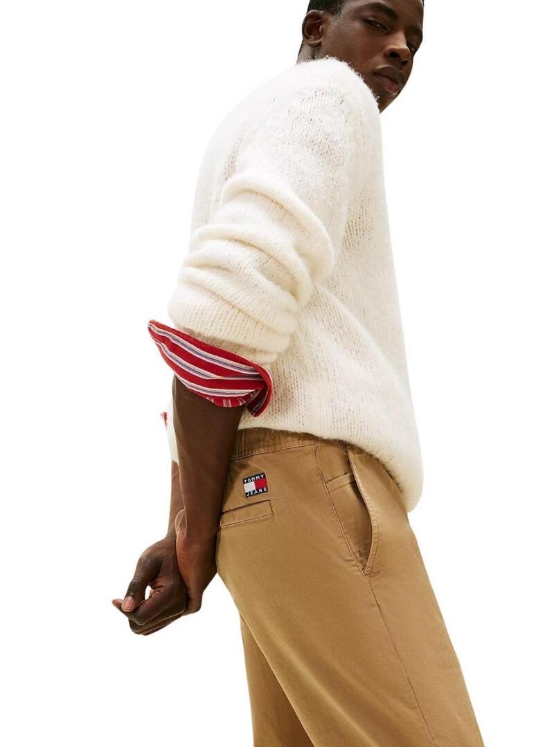 Pantaloni Tommy Jeans Scanton in cotone beige per uomo