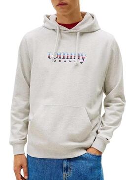 Felpa Tommy Jeans DNA 1985 grigia per uomo.
