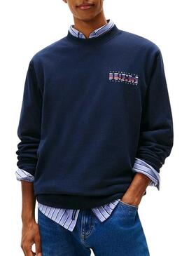 Felpa Tommy Jeans DNA 1985 blu scuro per uomo