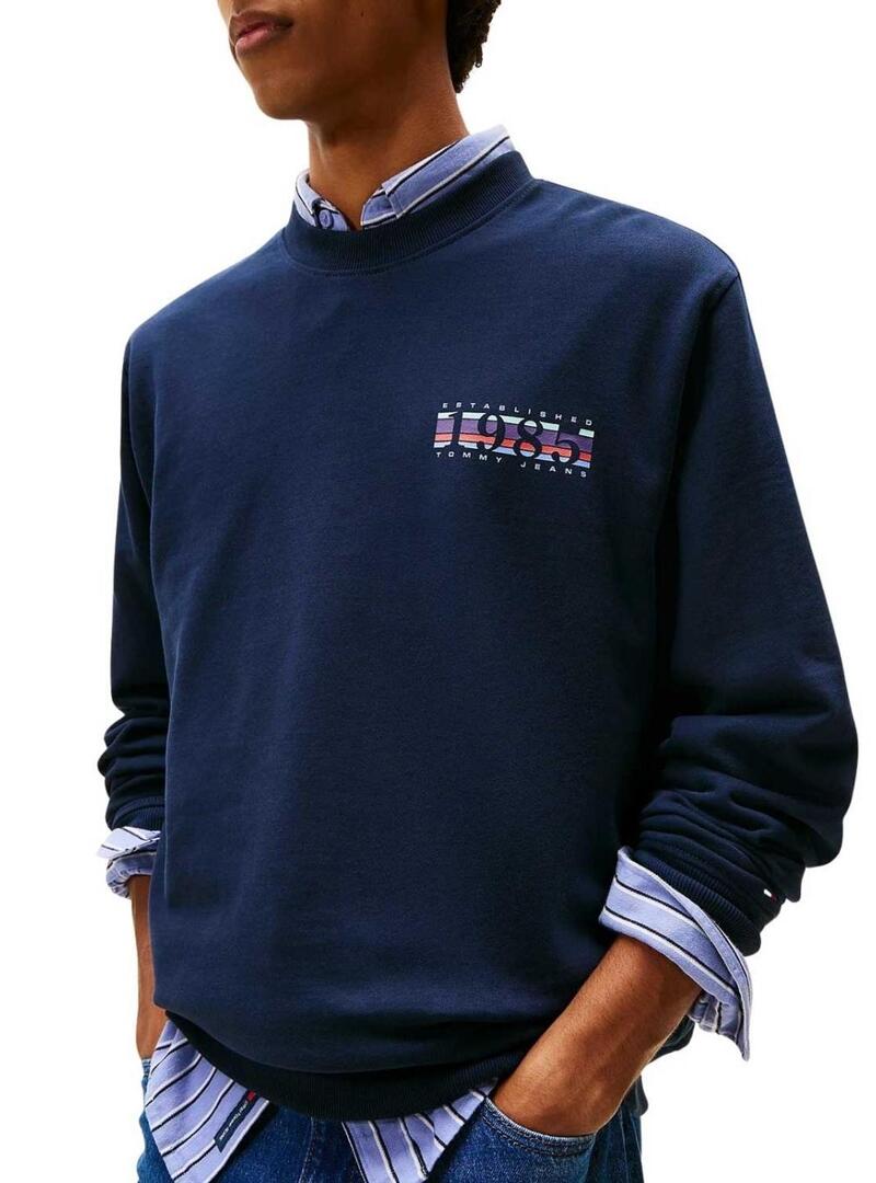 Felpa Tommy Jeans DNA 1985 blu scuro per uomo