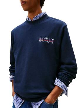 Felpa Tommy Jeans DNA 1985 blu scuro per uomo