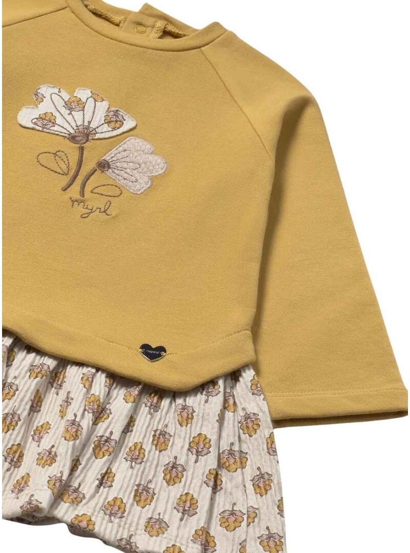 Abito Mayoral in pile combinato mostarda per bambino