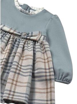 Abito Mayoral a quadretti blu combinato per neonato