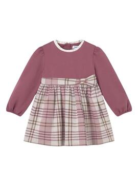Abito Mayoral a quadretti rosa combinato per neonato.
