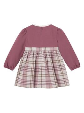 Abito Mayoral a quadretti rosa combinato per neonato.