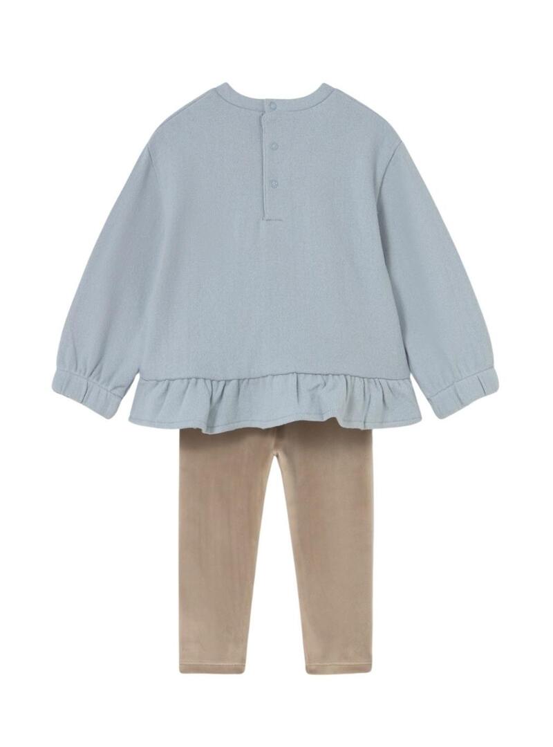 Set di felpa e leggings Mayoral per cane blu e cammello per bambini
