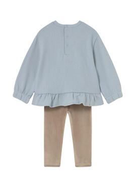 Set di felpa e leggings Mayoral per cane blu e cammello per bambini