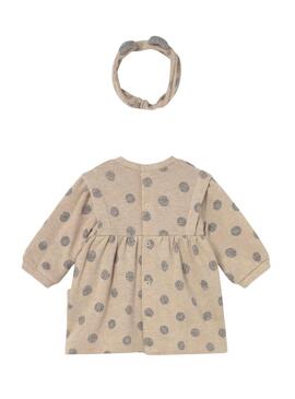 Abito con diadema Mayoral a pois beige per bambini