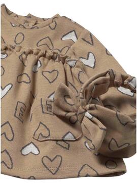 Abito con diadema Mayoral cuori cammello per bambino