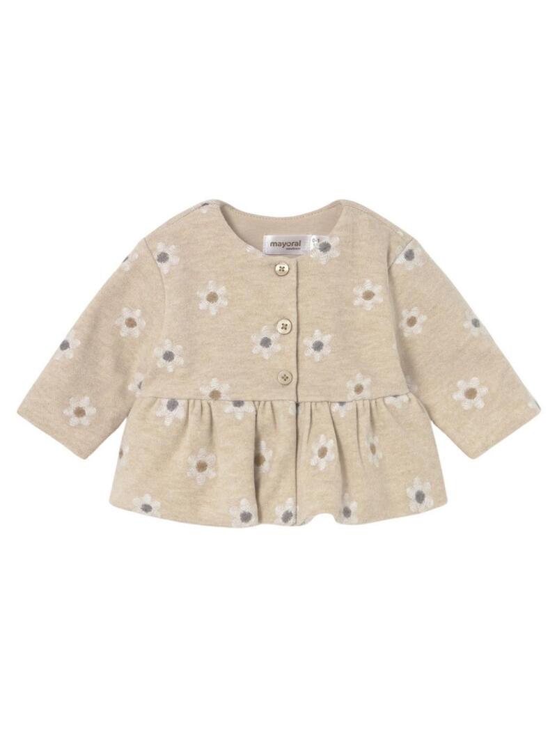 Set di tre pezzi Mayoral con fiori beige per bambini