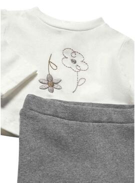 Set di tre pezzi Mayoral con fiori beige per bambini