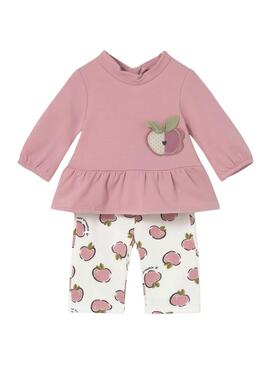 Tuta sportiva a due pezzi Mayoral rosa con mele per neonato