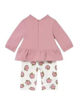 Tuta sportiva a due pezzi Mayoral rosa con mele per neonato