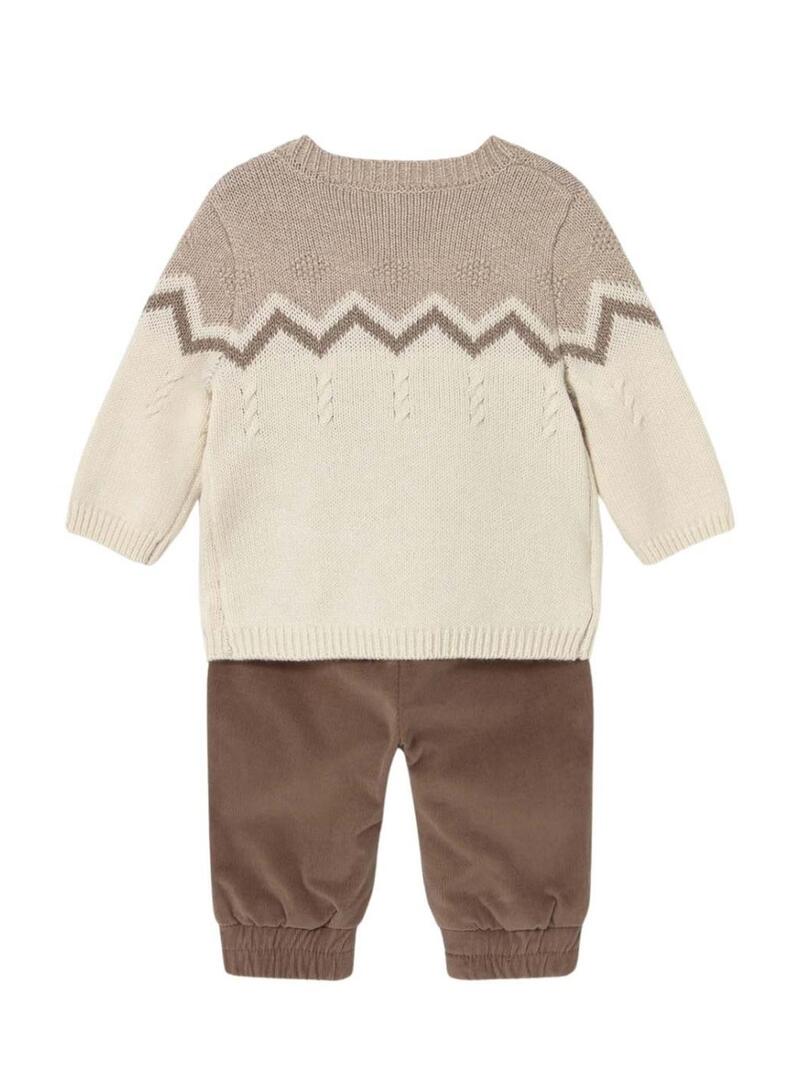 Set di maglia e pantaloni Mayoral color cacao tostato per neonato.