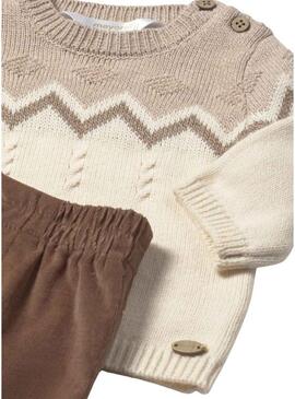 Set di maglia e pantaloni Mayoral color cacao tostato per neonato.