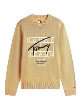 Maglione Tommy Jeans Signature beige per uomo