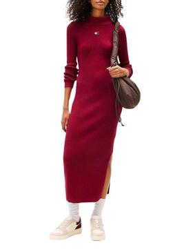 Abito Tommy Jeans maxi bordeaux per donna