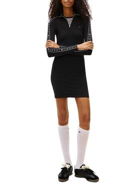 Abito Tommy Jeans Zip tape nero per donna.