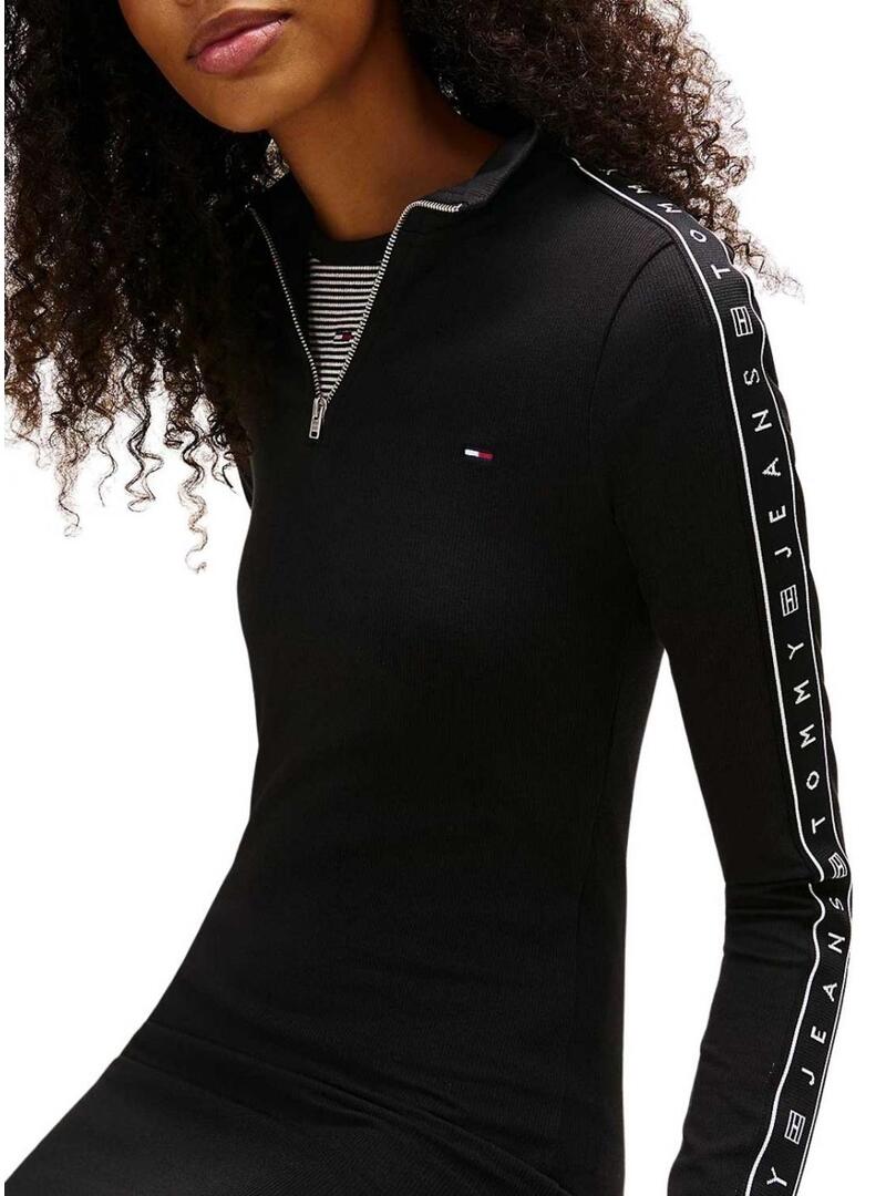 Abito Tommy Jeans Zip tape nero per donna.