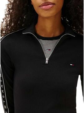 Abito Tommy Jeans Zip tape nero per donna.