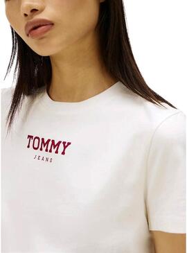 Maglietta Tommy Jeans Essential Logo bianca per donna