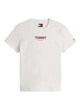 Maglietta Tommy Jeans Essential Logo bianca per donna