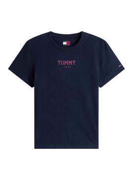 Maglietta Tommy Jeans Essential Logo blu scuro per donna