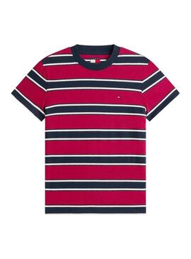 Maglietta a righe granata Tommy Jeans per donna