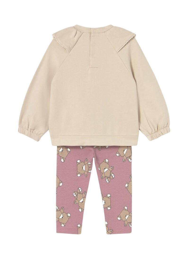 Abito legging e felpa Mayoral Orchidea beige e rosa per bambina