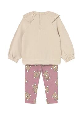 Abito legging e felpa Mayoral Orchidea beige e rosa per bambina