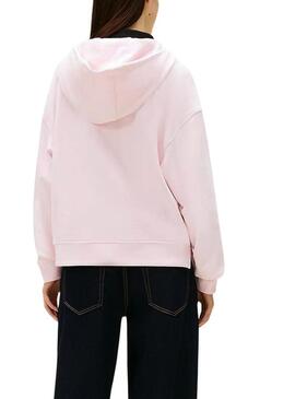 Felpa con cappuccio e zip rosa Tommy Jeans per donna.