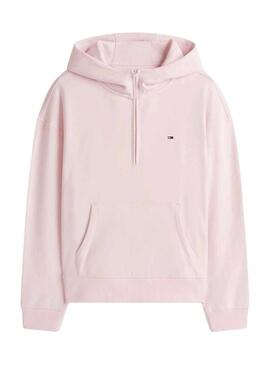 Felpa con cappuccio e zip rosa Tommy Jeans per donna.