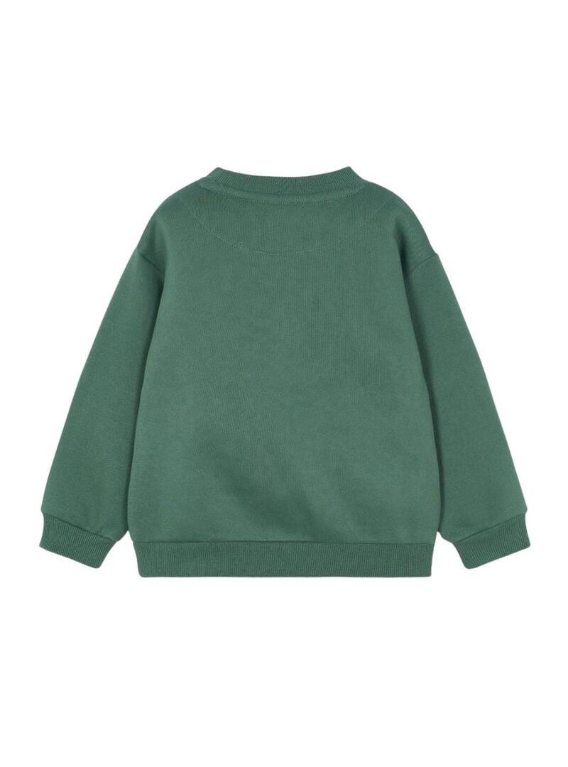 Felpa Mayoral stampa auto verde per bambino