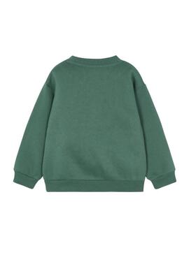 Felpa Mayoral stampa auto verde per bambino