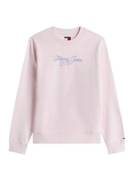 Felpa Tommy Jeans Signature rosa per donna