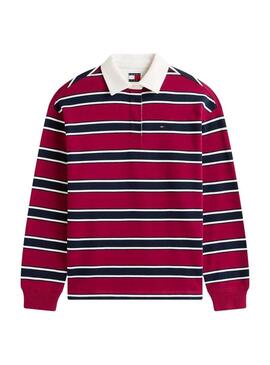 Maglia a righe granata Tommy Jeans Rugby per donna.
