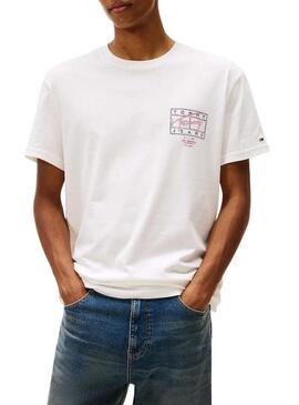Maglietta Tommy Jeans Sign Spray bianca per uomo