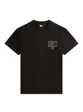 Maglietta Tommy Jeans Sign Spray nera per uomo.