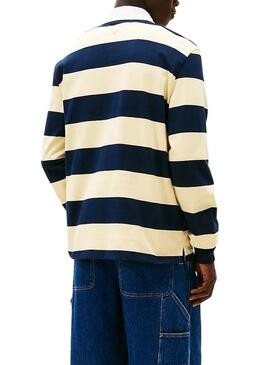 Polo Tommy Jeans Rugby Stripe giallo e blu per uomo