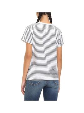 T-Shirt Tommy Jeans Stripe Chest White Woman