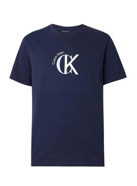 Maglietta Calvin Klein 2Tone blu navy per uomo