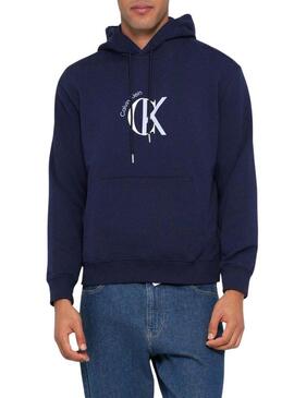 Felpa con cappuccio Calvin Klein Graphic Hoodie blu scuro da uomo